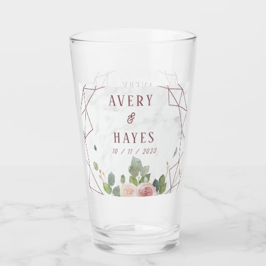 エレガントバラ金ゴールド幾何結婚式 タンブラーグラス (裏面)