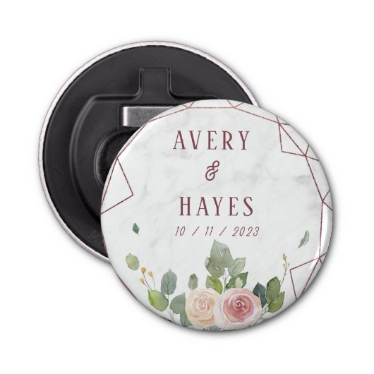 エレガントバラ金ゴールド幾何結婚式 栓抜き (正面)