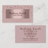 エレガントバラ金ゴールド手書きフローラ 名刺 (正面/裏面)