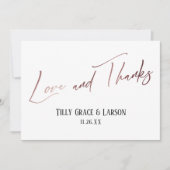 エレガントバラ金ゴールド手書き愛と感謝してい サンキューカード (正面)