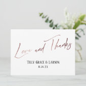 エレガントバラ金ゴールド手書き愛と感謝してい サンキューカード (スタンド正面)