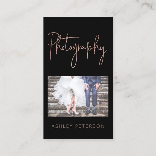 エレガントバラ金ゴールド撮ミニマル影タイポグラフィ 名刺 (正面)