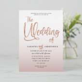 エレガントバラ金ゴールド書結婚のThe's Of 箔招待状 (立ち正面)