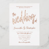 エレガントバラ金ゴールド書結婚のThe's Of 箔招待状 (正面)