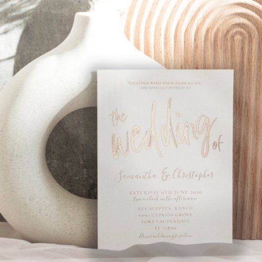 エレガントバラ金ゴールド書結婚のThe's Of 箔招待状