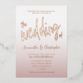 エレガントバラ金ゴールド書結婚箔の数 箔招待状 (正面)