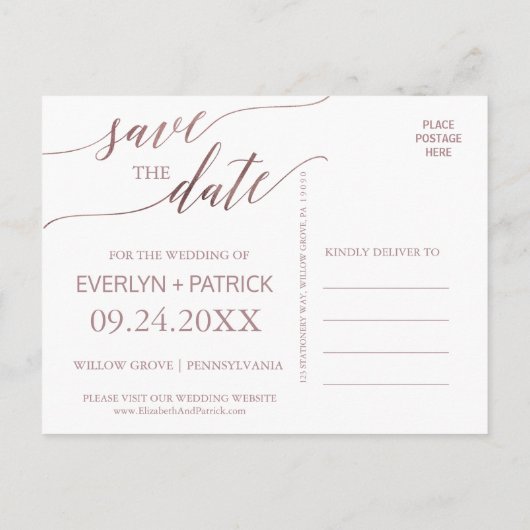 エレガントバラ金ゴールド書記日付の保存 案内ポストカード (裏面)