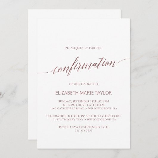 エレガントバラ金ゴールド書跡の確認 招待状 (正面/裏面)