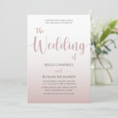 エレガントバラ金ゴールド書道スクリプ結婚ト 招待状 (スタンド正面)