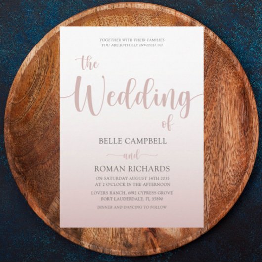 エレガントバラ金ゴールド書道スクリプ結婚ト 招待状