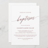 エレガントバラ金ゴールド書道バプテスマ 招待状 (正面/裏面)