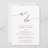 エレガントバラ金ゴールド書道フローラ我々の結婚行う 招待状 (正面)