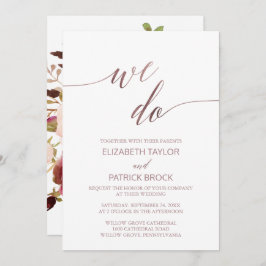 エレガントバラ金ゴールド書道フローラ我々の結婚行う 招待状