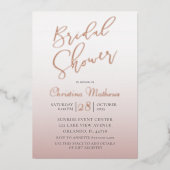 エレガントバラ金ゴールド書道ブライダルシャワーフォイルI 箔招待状 (正面)