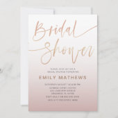 エレガントバラ金ゴールド書道ブライダルシャワー 招待状 (正面)