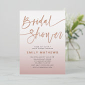 エレガントバラ金ゴールド書道ブライダルシャワー 箔招待状 (立ち正面)