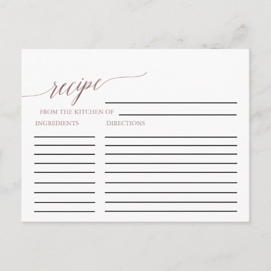 エレガントバラ金ゴールド書道ブライダルレシピカード ポストカード (正面)
