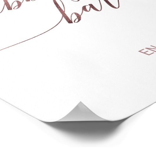 エレガントバラ金ゴールド書道泡状バー標識 ポスター (角)