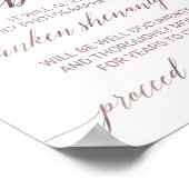 エレガントバラ金ゴールド書道注意開放バー ポスター (角)