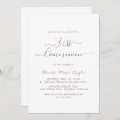 エレガントバラ金ゴールド書道第一聖餐式 招待状 (正面/裏面)