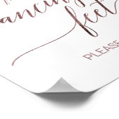 エレガントバラ金ゴールド書道踊り足標識 ポスター (角)