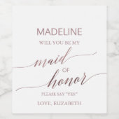 エレガントバラ金ゴールド書道Be Myメイド・オブ・オーナー（花嫁付き添い人） ワインラベル (シングルラベル)