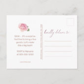 エレガントバラ金ゴールド水彩フローラ80th誕生日 インビテーションポストカード (裏面)