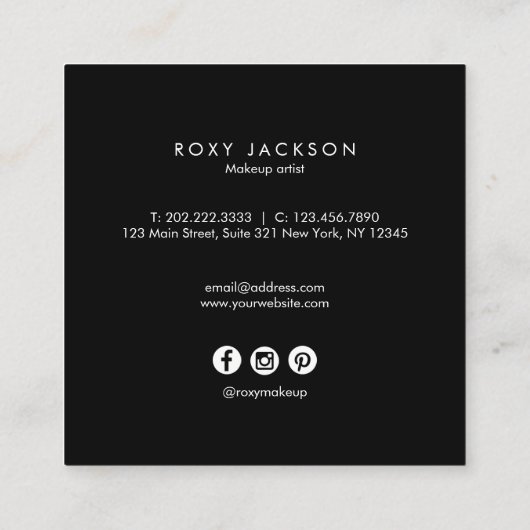 エレガントバラ金ゴールド水色化粧家 スクエア名刺 (裏面)