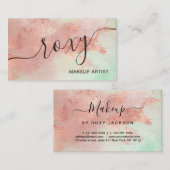 エレガントバラ金ゴールド水色化粧家 名刺 (正面/裏面)