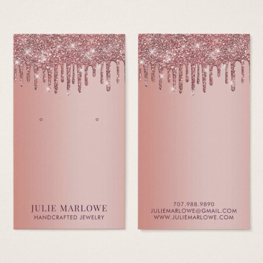 エレガントバラ金ゴールド滴下グリッターイヤリングディスプレイ (正面&裏面)