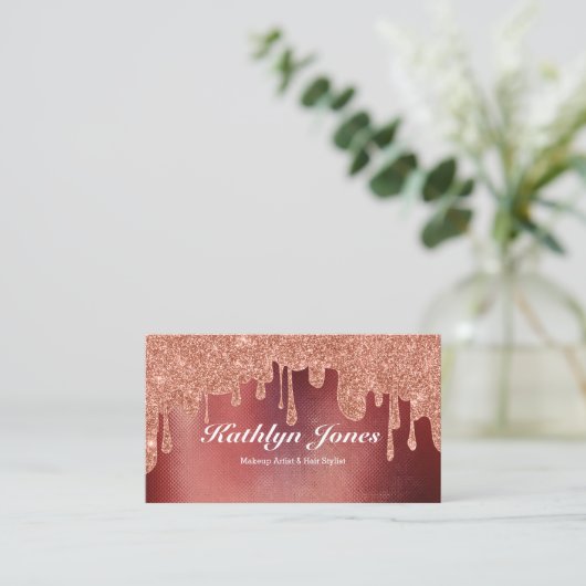 エレガントバラ金ゴールド滴下化粧ヘア美しい 名刺 (スタンド正面)