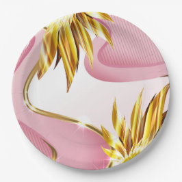 エレガントバラ金ゴールド炎 ペーパープレート