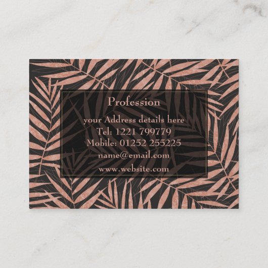 エレガントバラ金ゴールド熱帯葉 名刺 (裏面)