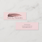 エレガントバラ金ゴールド爪、 ネイル研磨線パステルピンク スキニー名刺 (正面/裏面)