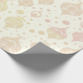 エレガントバラ金ゴールド白クリスマスオーナメント ラッピングペーパー (角)