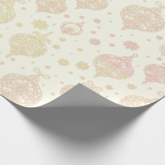 エレガントバラ金ゴールド白クリスマスオーナメント ラッピングペーパー (角)