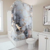 エレガントバラ金ゴールド白黒大理石 シャワーカーテン (インサイチュ)