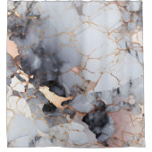 エレガントバラ金ゴールド白黒大理石 シャワーカーテン (正面)