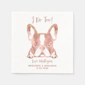 エレガントバラ金ゴールド私もブルドッグフランスのの結婚ため スタンダードカクテルナプキン (正面)