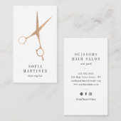 エレガントバラ金ゴールド箔美容師シザーロゴ 名刺 (正面/裏面)