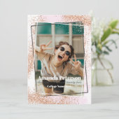 エレガントバラ金ゴールド紙吹雪の卒業発表 招待状 (スタンド正面)