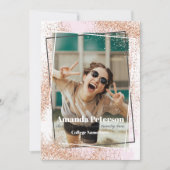 エレガントバラ金ゴールド紙吹雪の卒業発表 招待状 (正面)