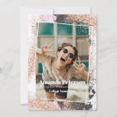 エレガントバラ金ゴールド紙吹雪の卒業発表 招待状 (正面)