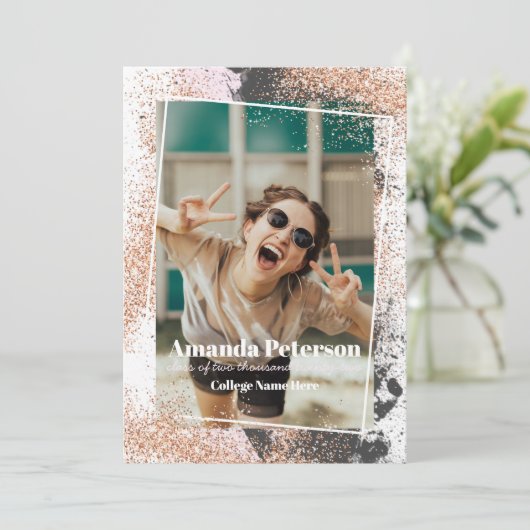 エレガントバラ金ゴールド紙吹雪の卒業発表 招待状 (スタンド正面)