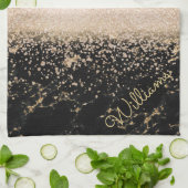 エレガントバラ金ゴールド紙吹雪デザイン キッチンタオル (折り畳み)