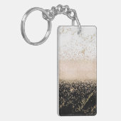 エレガントバラ金ゴールド紙吹雪デザイン キーホルダー (正面左)