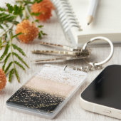 エレガントバラ金ゴールド紙吹雪デザイン キーホルダー (正面右)