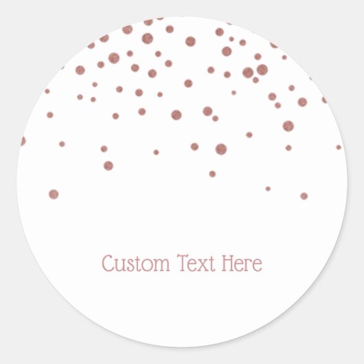 エレガントバラ金ゴールド紙吹雪ドットカスタム文字 ラウンドシール (正面)