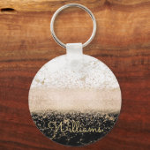 エレガントバラ金ゴールド紙吹雪大理石デザイン キーホルダー (正面)