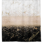 エレガントバラ金ゴールド紙吹雪大理石デザイン シャワーカーテン (正面)